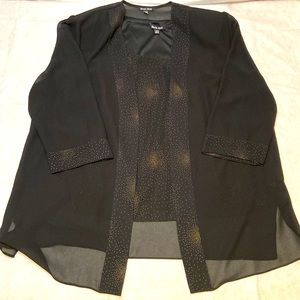 Two piece Womens Ensemble Black with Gold tone Bead Embellishments - Size 22
